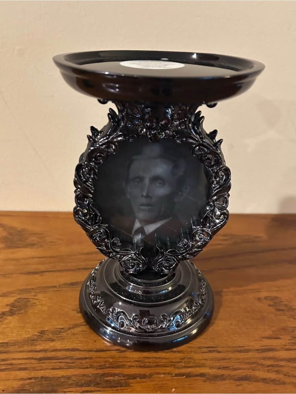 Bath & Body Works Black Ornate Pedestal Lenticular Candle Holder 7.25”H